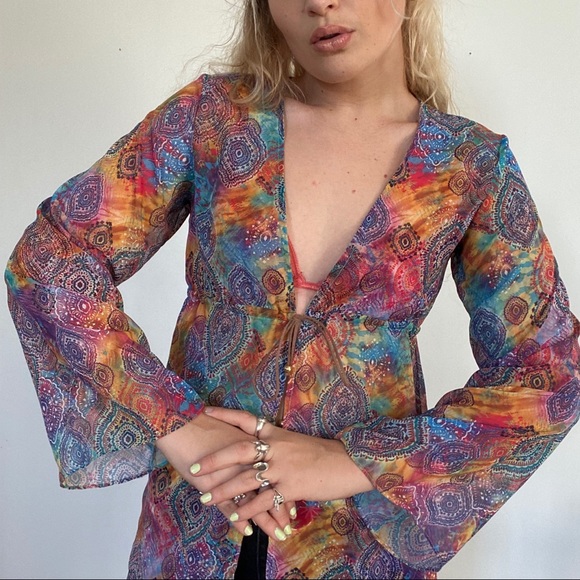 Pilyq Other - Ultra colorful long sleeve flared coverup